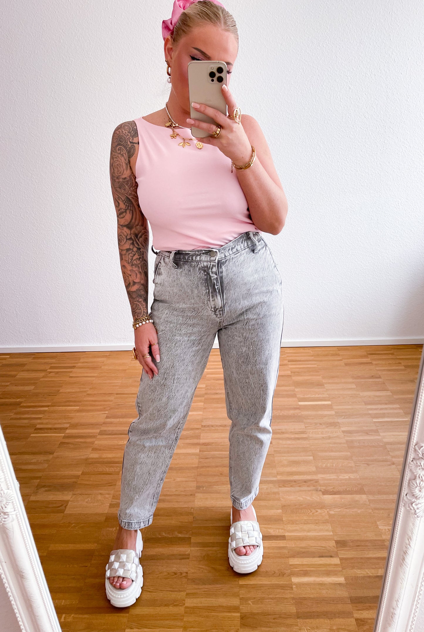Jeanshose Daddy Fit Grau