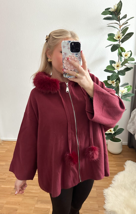 Strickjacke mit kunstfell in 4 Farben super weich