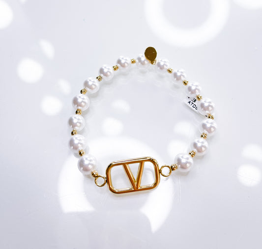 Armband-Pearl-V Gold&Silber