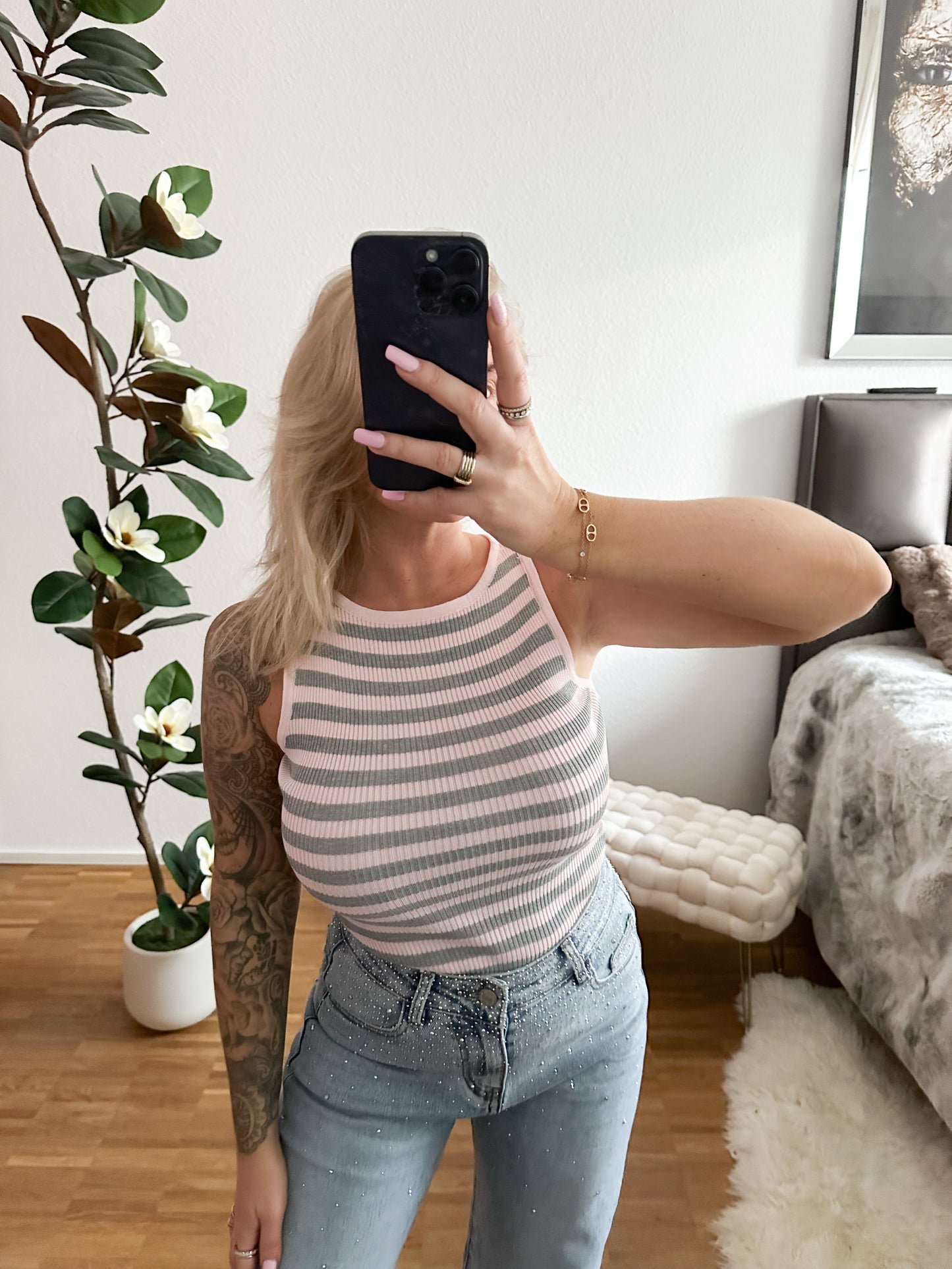 Top Amanda rosa/grau