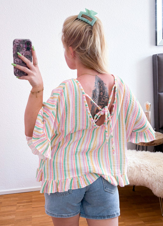 Musselin Bluse Pastell in 4 Farben