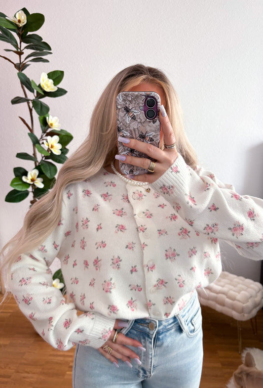 Strickjacke Blume in 2 Farben