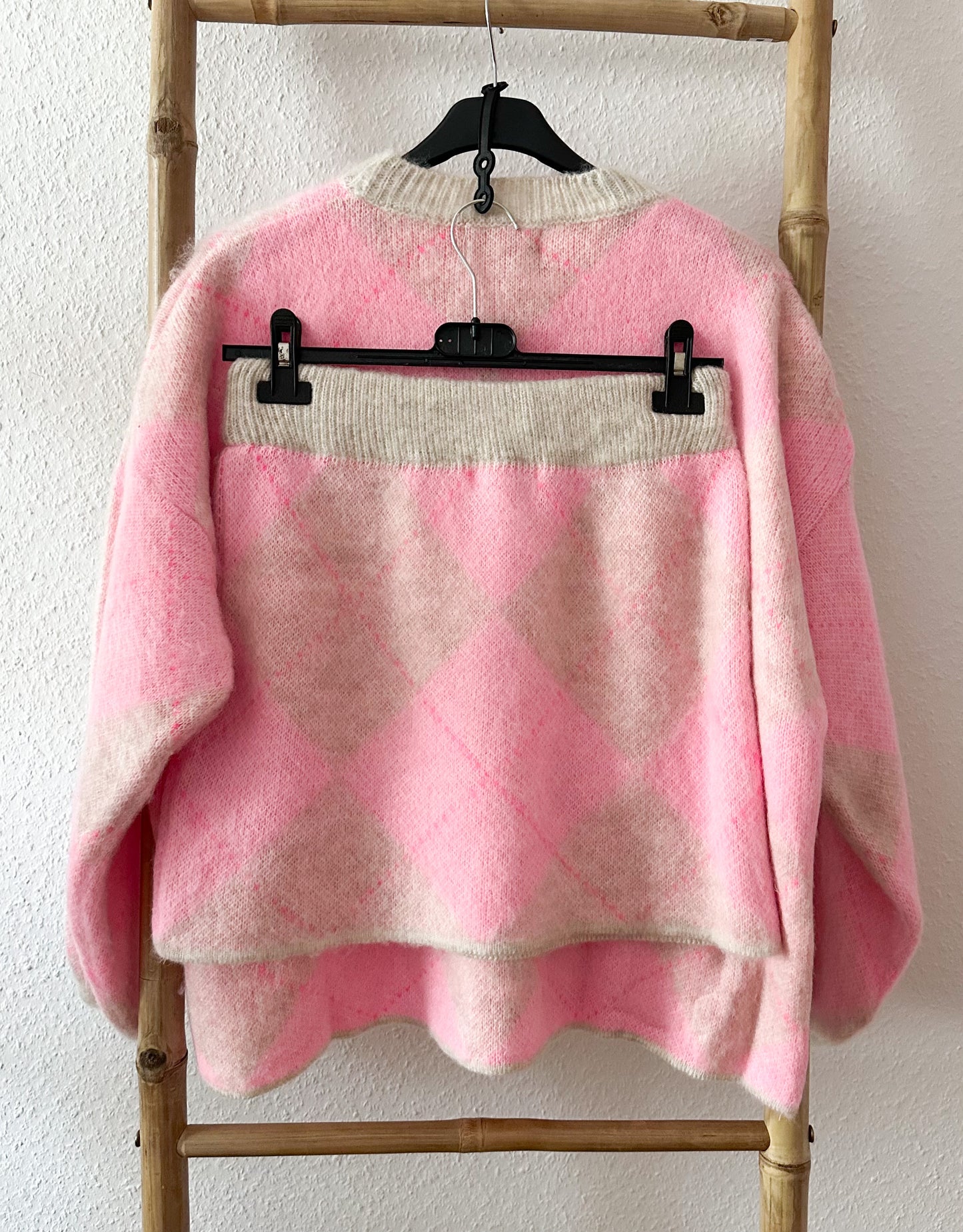 Zwei-Teiler Pastell Pullover mit Rock in 3 Farben super weich und kuschelig