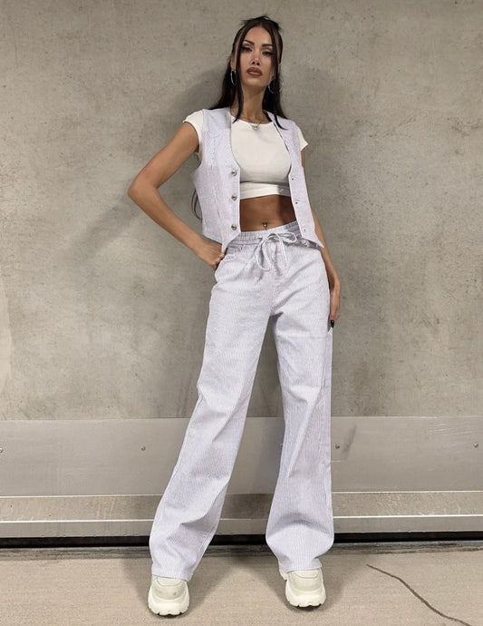 Jeans-Weste Gestreift