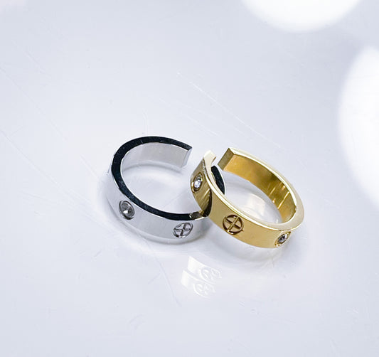 Ring Kreuz Bling Gold&Silber