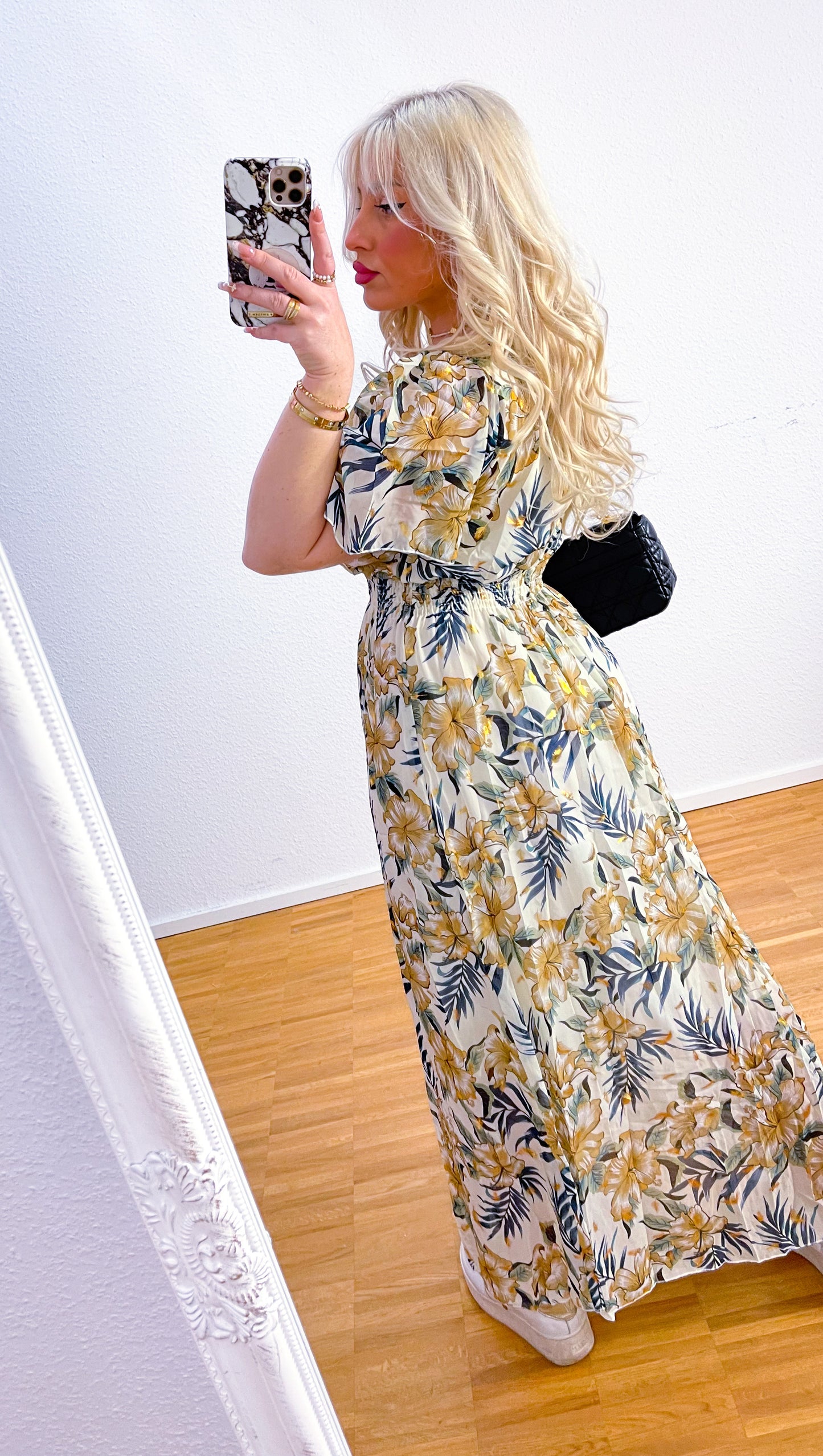Kleid-Feder-Lang