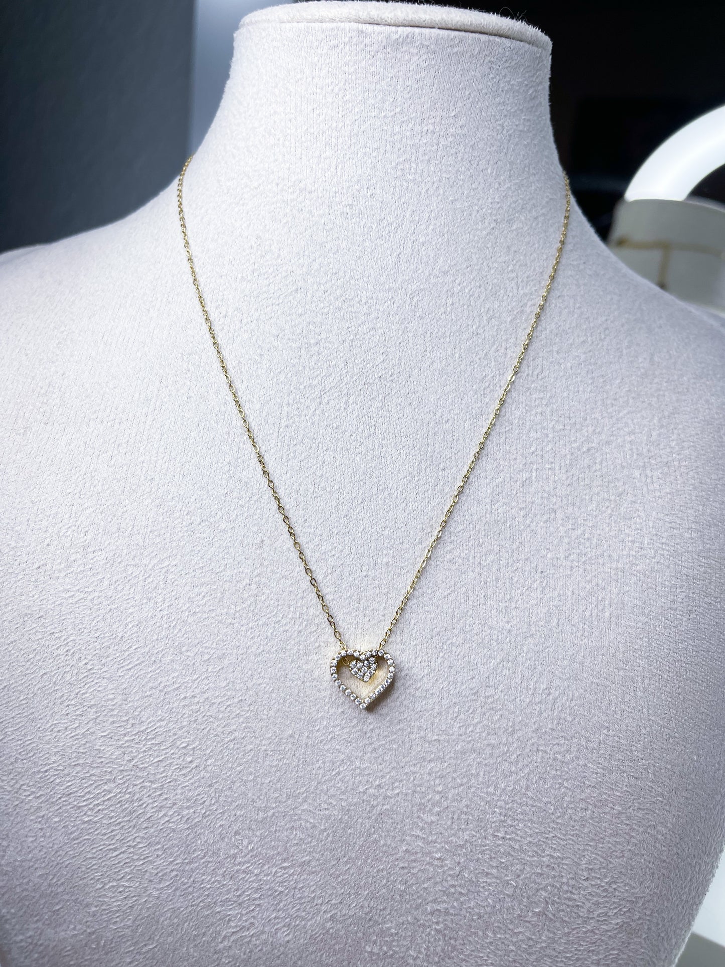 Halskette Doppelt Herz Gold&Silber