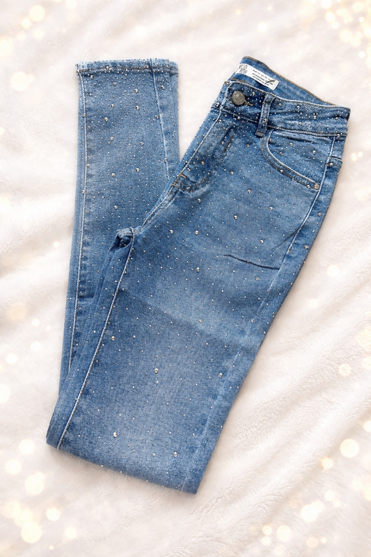 Jeanshose Strass 3 Farben Denim