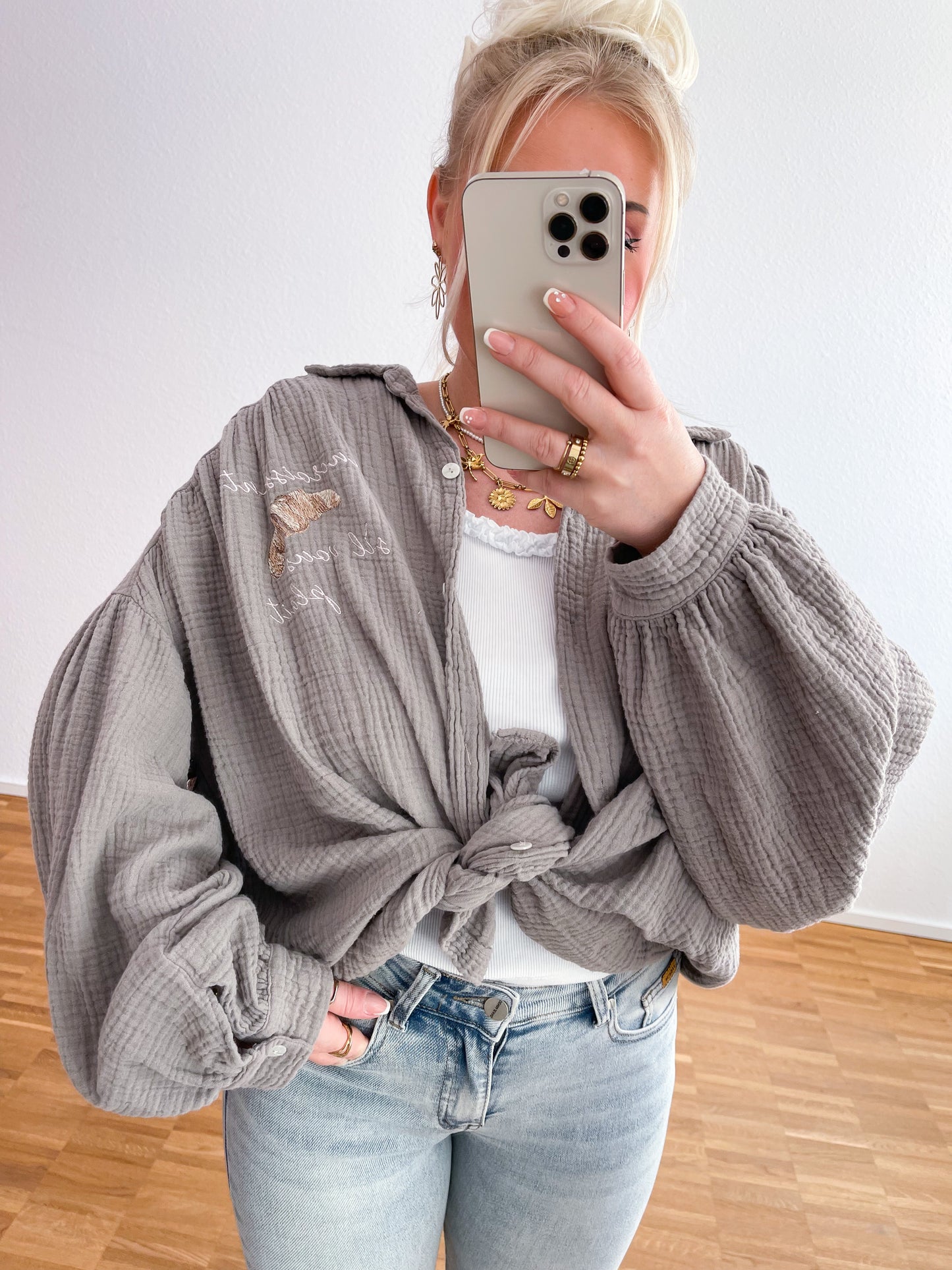 Musselin Bluse Croissant