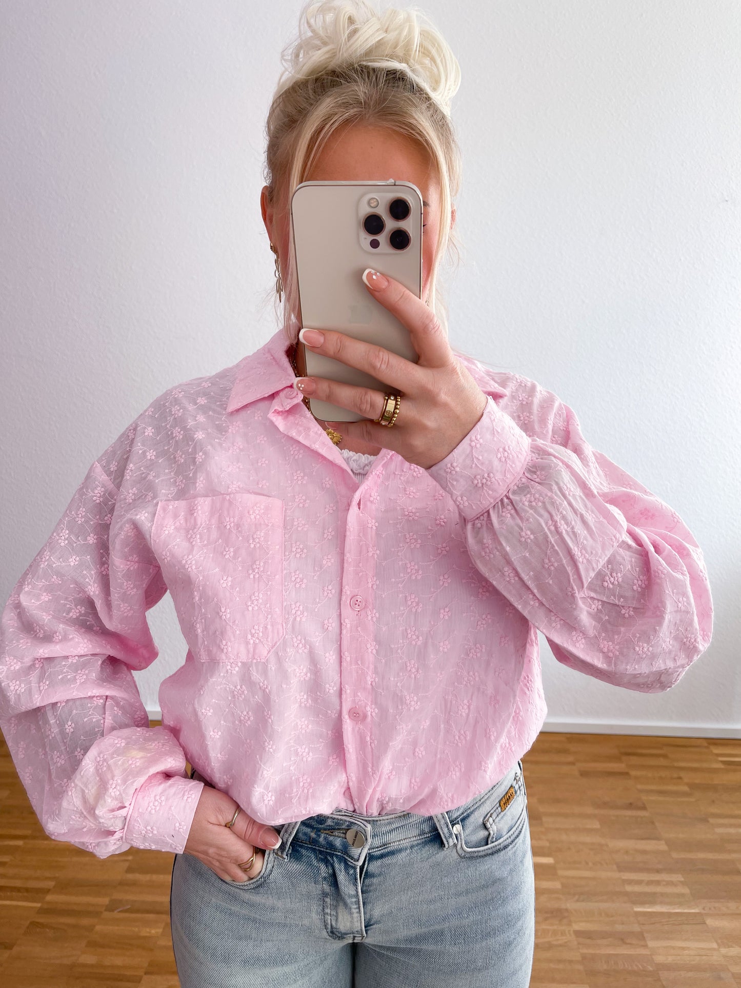 Bluse Blume rosa