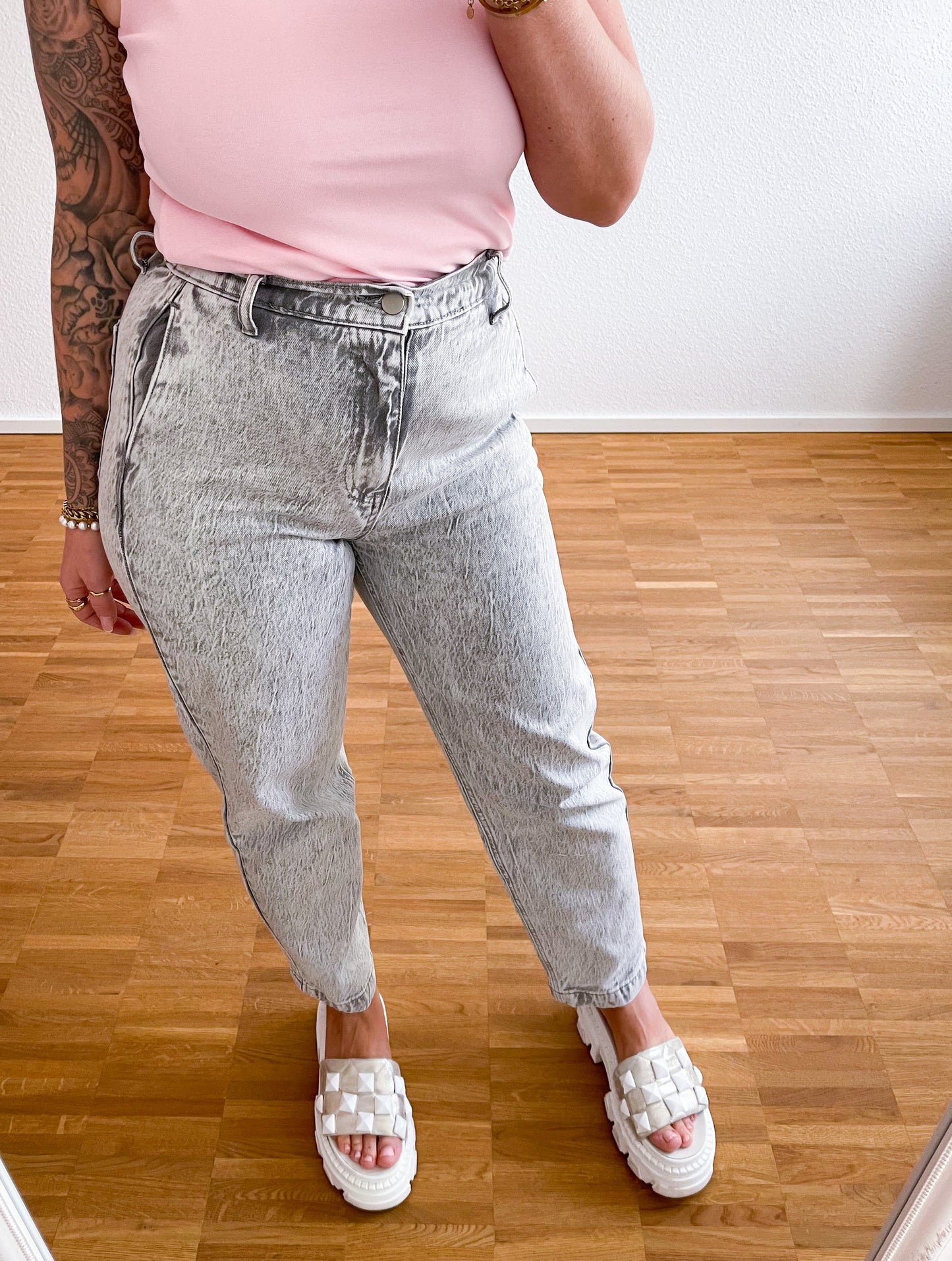Jeanshose Daddy Fit Grau