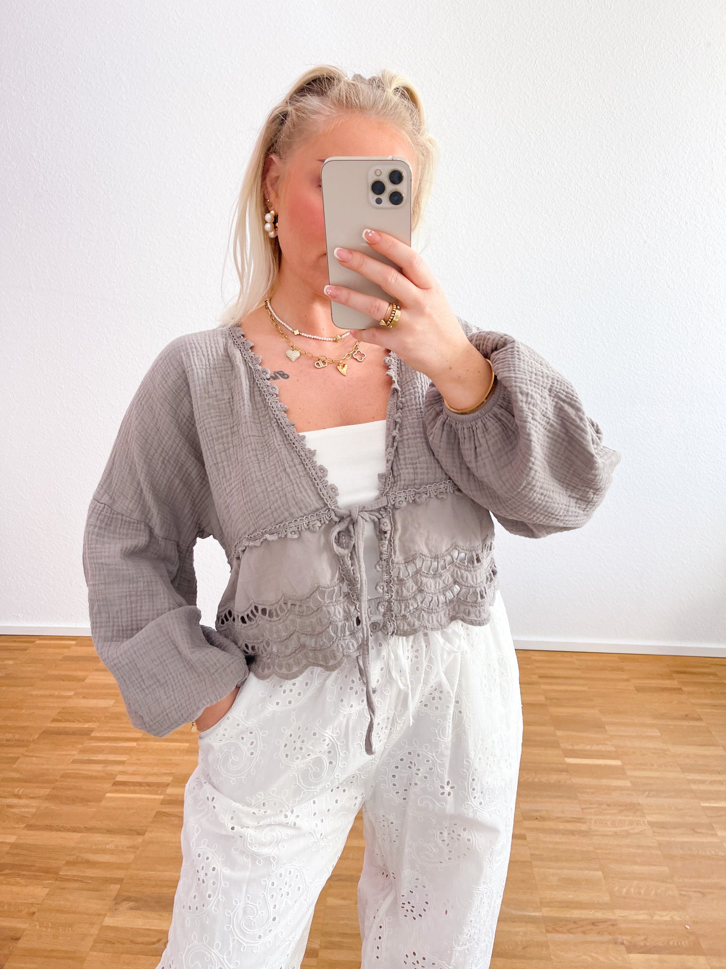 Musselin Bluse Boho Toupe