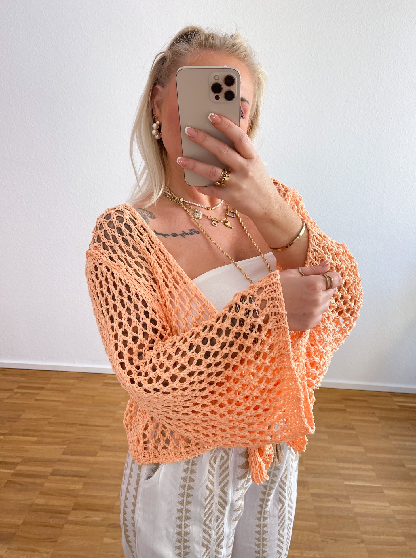 Strickjacke Boho Peach