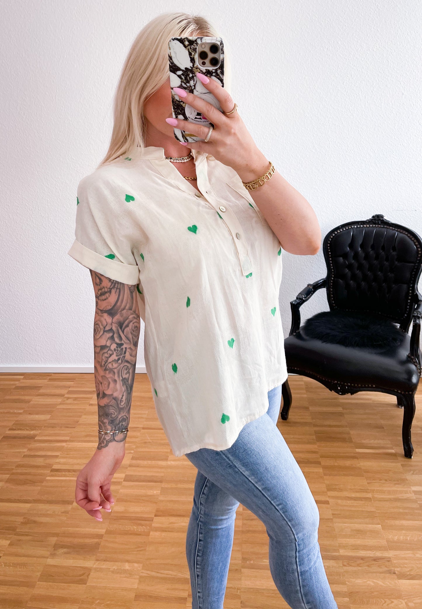 Bluse-Herz Grün