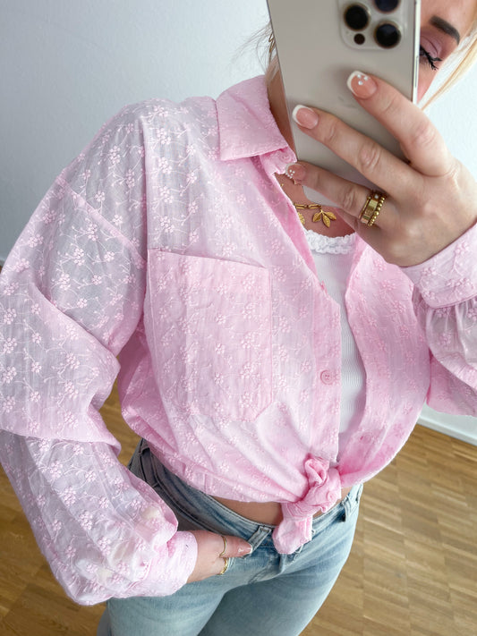 Bluse Blume rosa