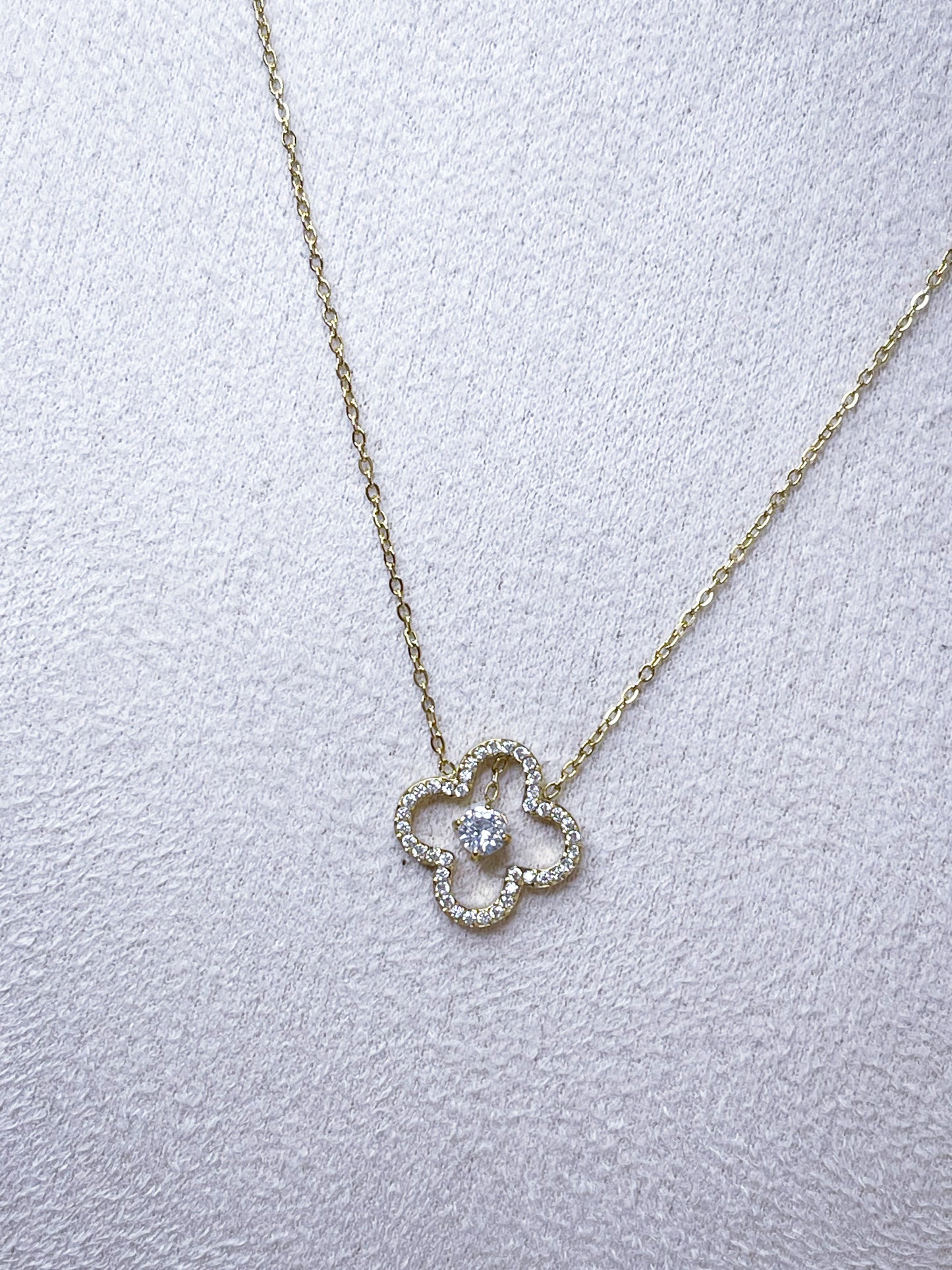 Halskette-Glücksklee Bling Gold&Silber