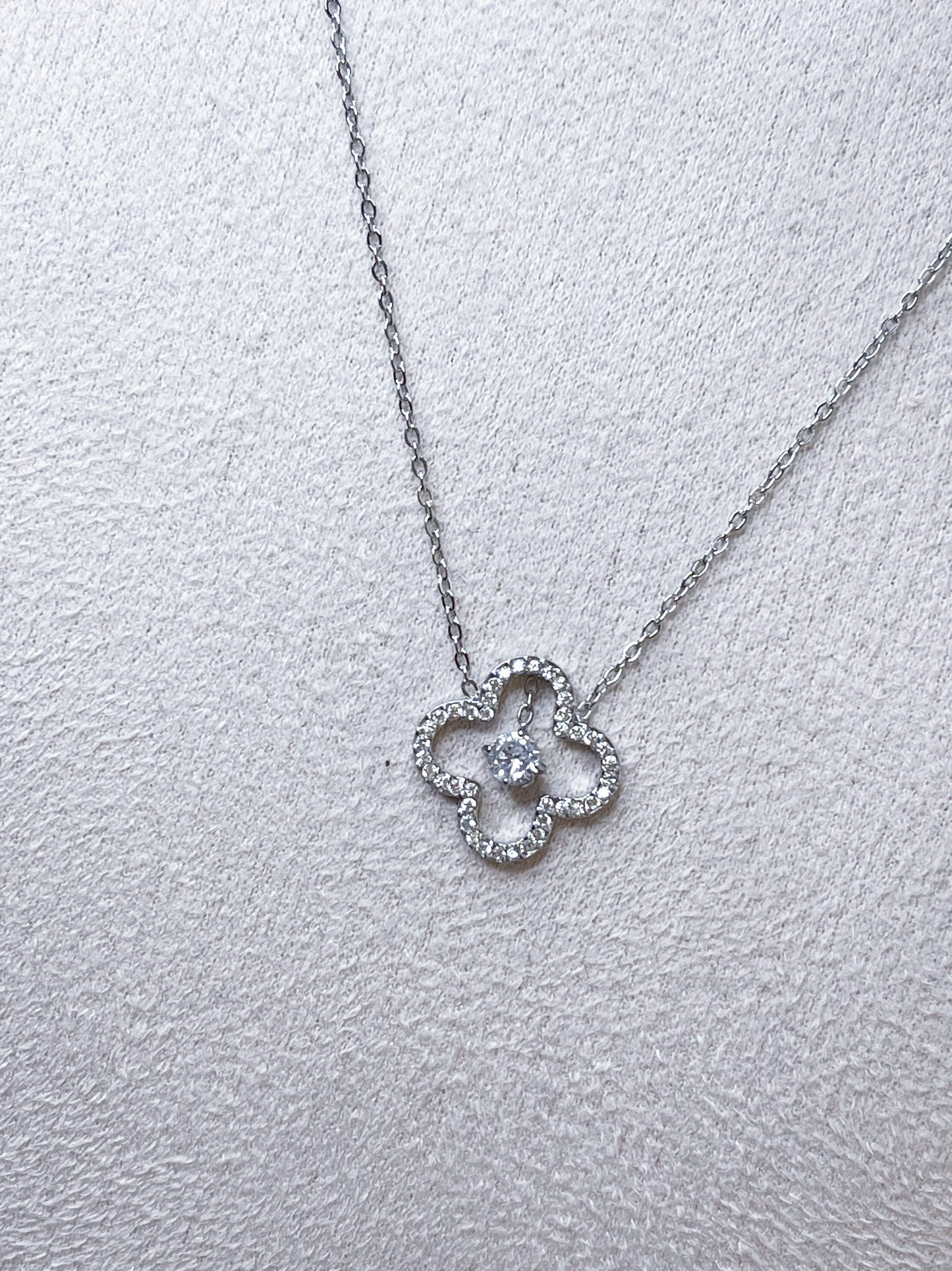 Halskette-Glücksklee Bling Gold&Silber
