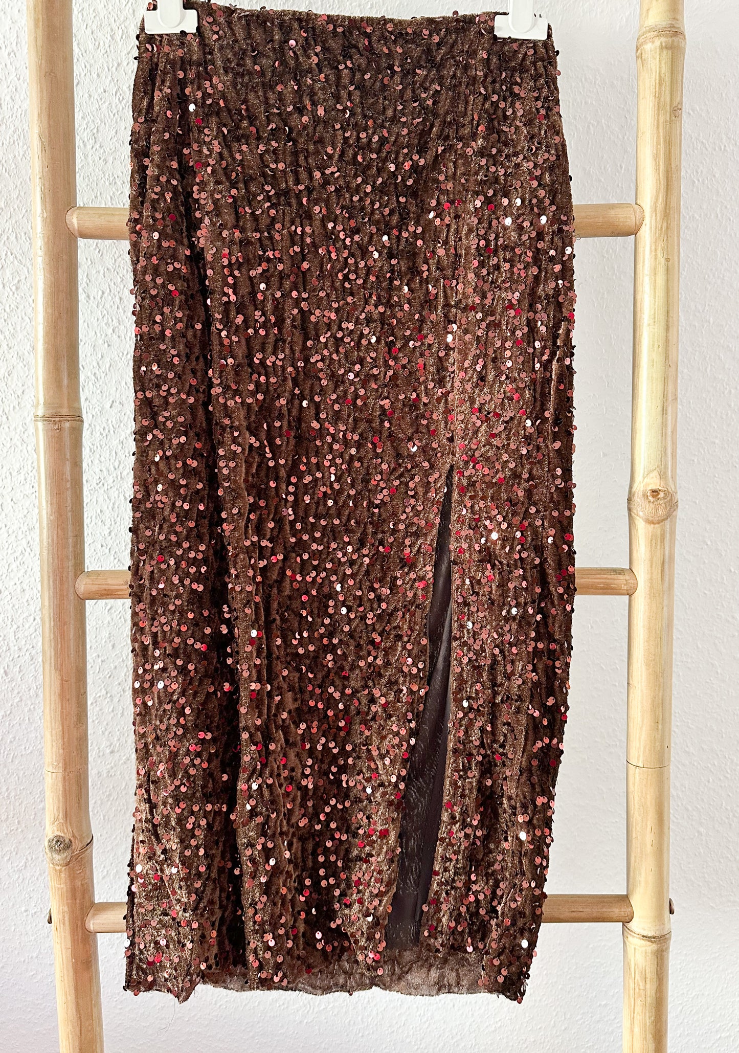 Rock Lang mit Pailletten Teddy super weich und elastisch in zwei Farben