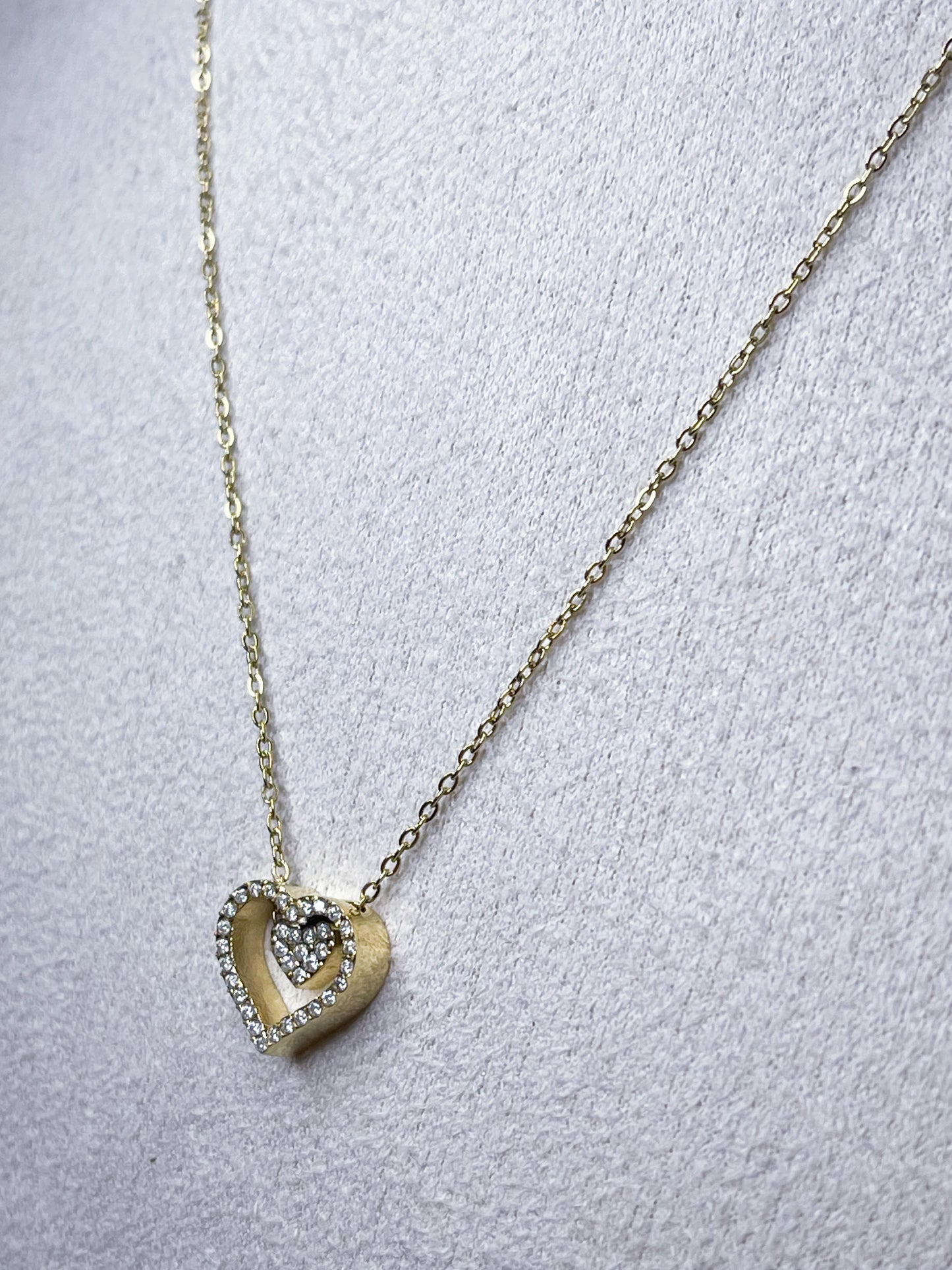 Halskette Doppelt Herz Gold&Silber