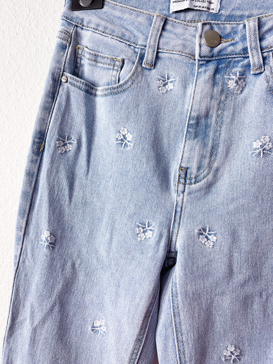 Jeanshose-Mom Blume Blau