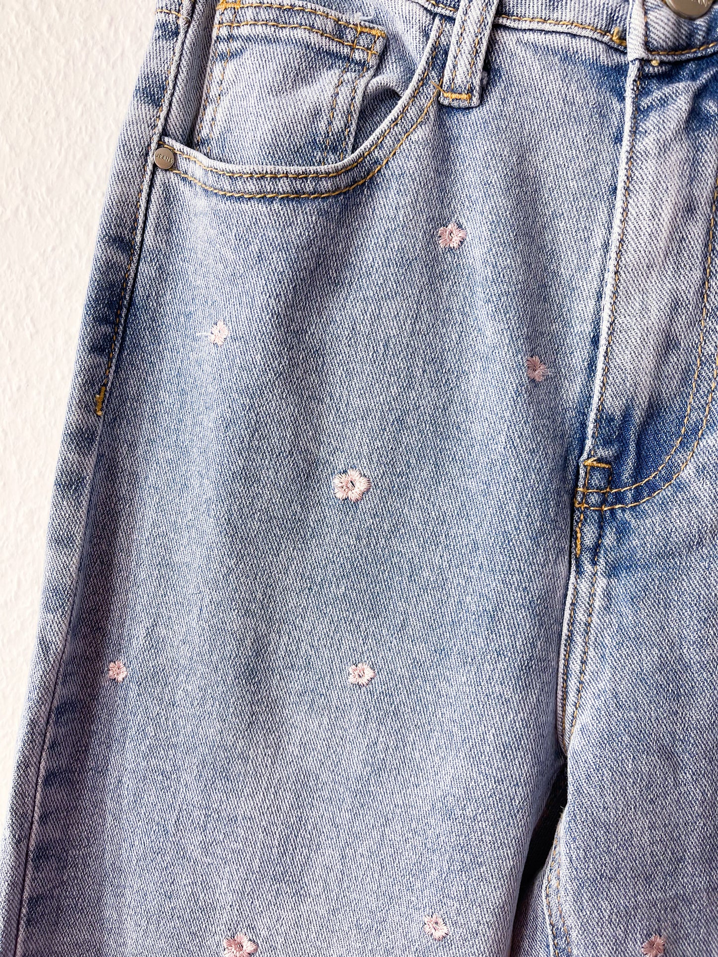 Jeanshose-Mom Blume Rosa