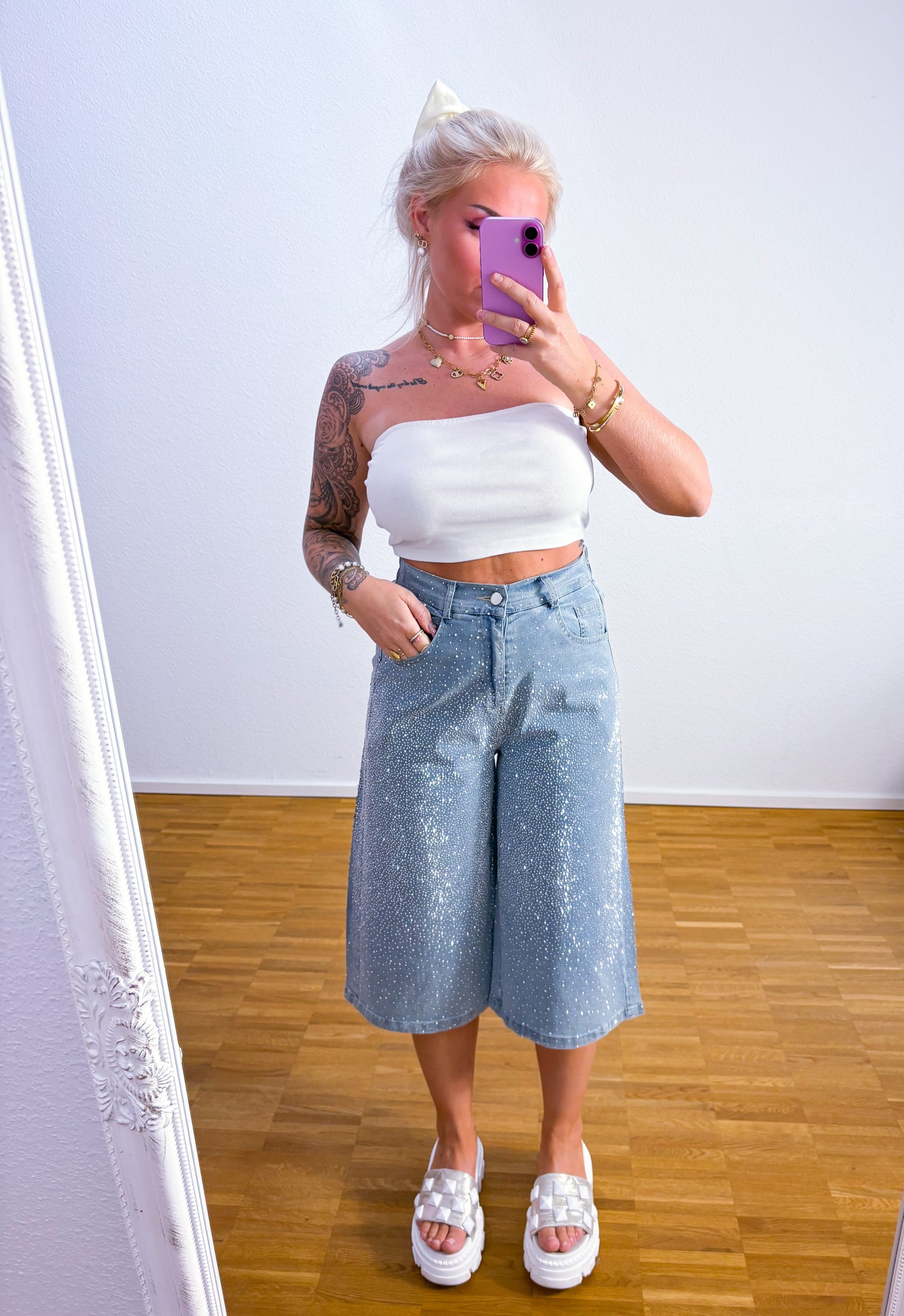 Jeanshose 7/8 Bling