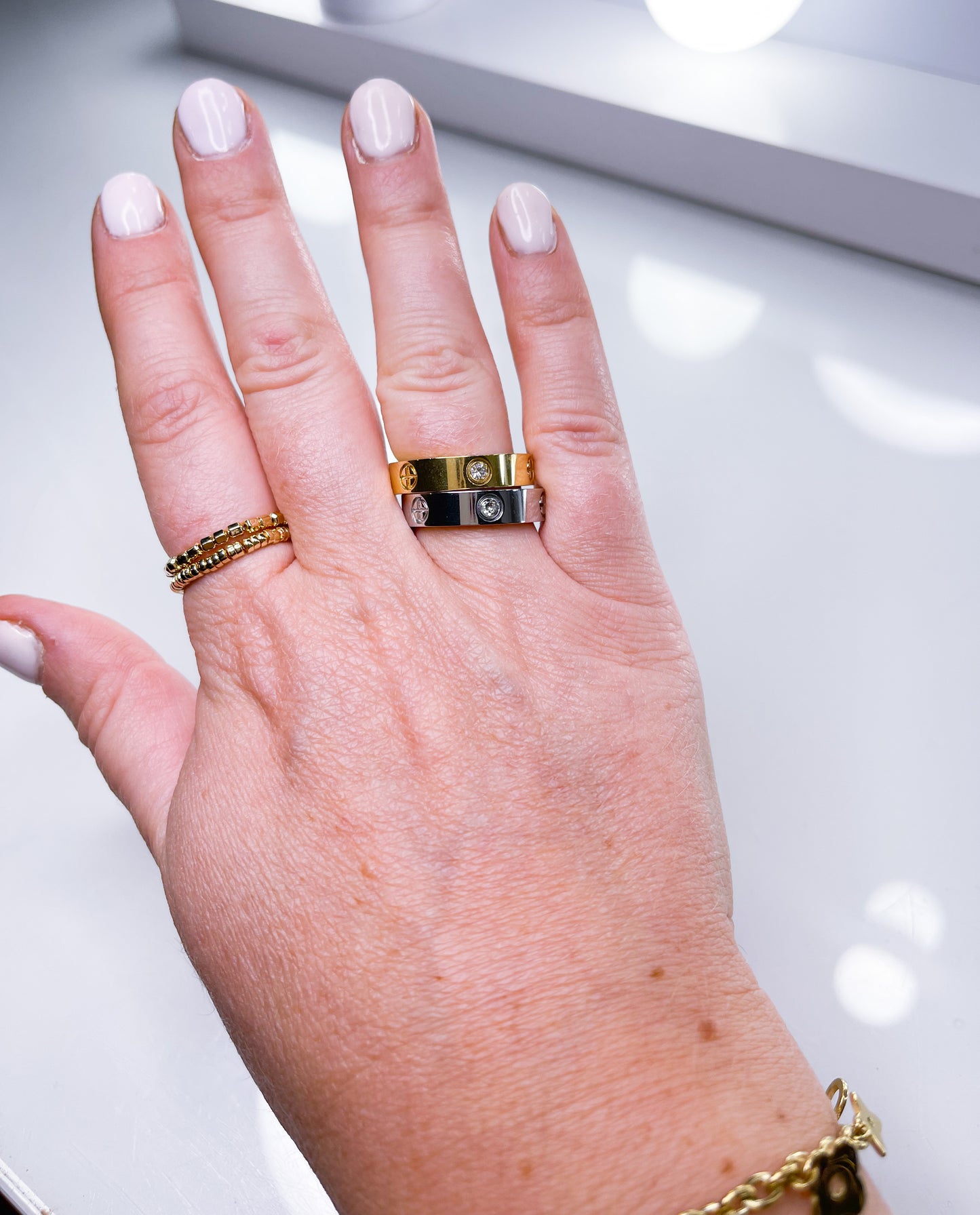 Ring Kreuz Bling Gold&Silber