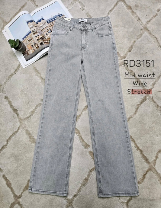 Jeanshose Wide Leg Grau