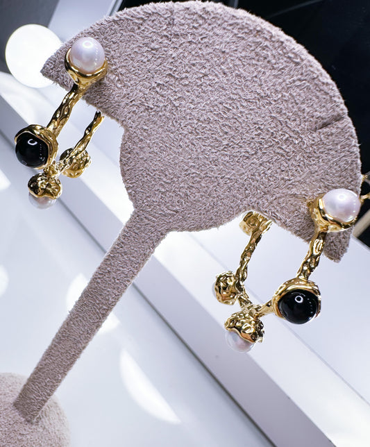 Creolen Pearl schwarz