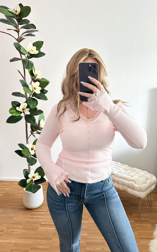 Pullover Bella feinstrick mit Spitze in 2 Farben