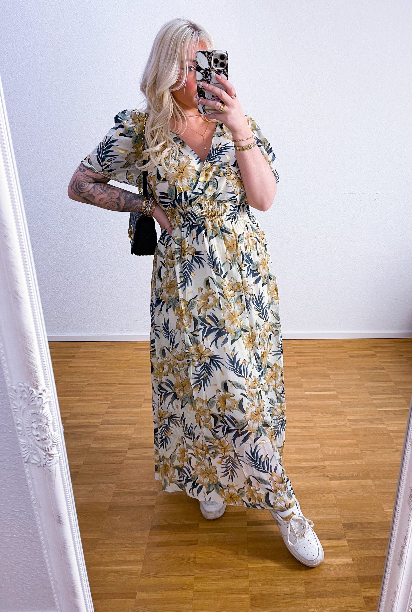 Kleid-Feder-Lang