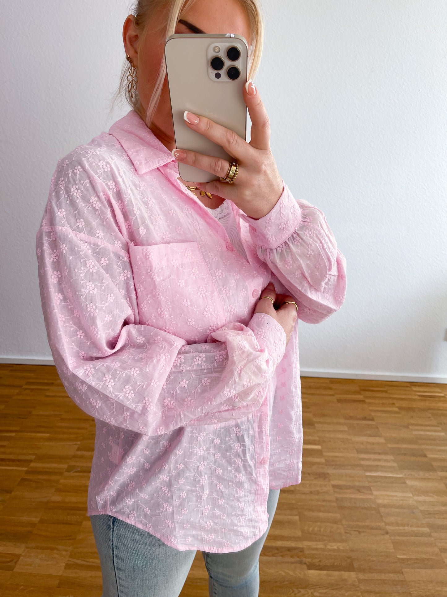 Bluse Blume rosa