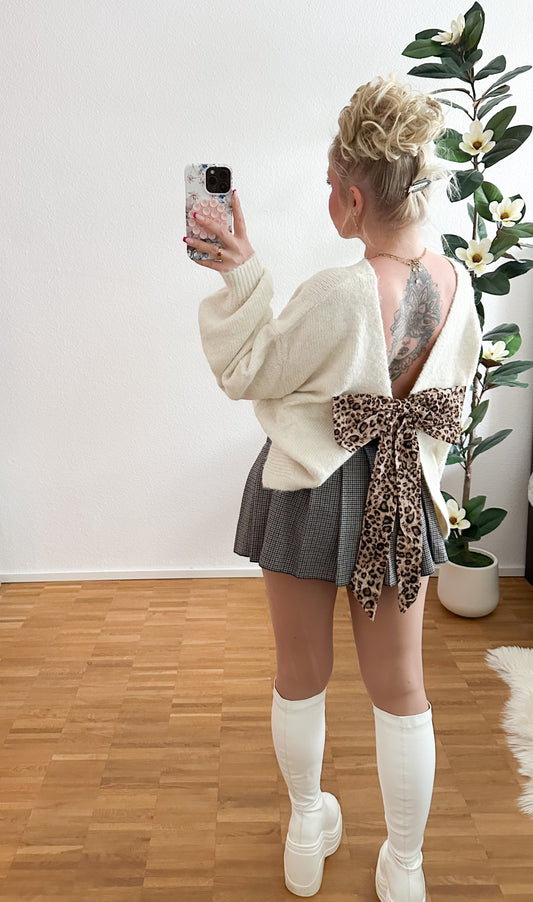 Strickpullover Schleife-Leo in 3 Farben super Stretch und weich