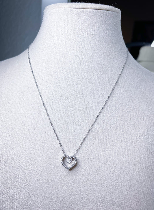 Halskette Doppelt Herz Gold&Silber