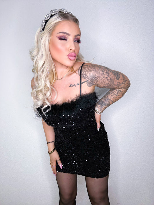 Kleid Feder Pailetten