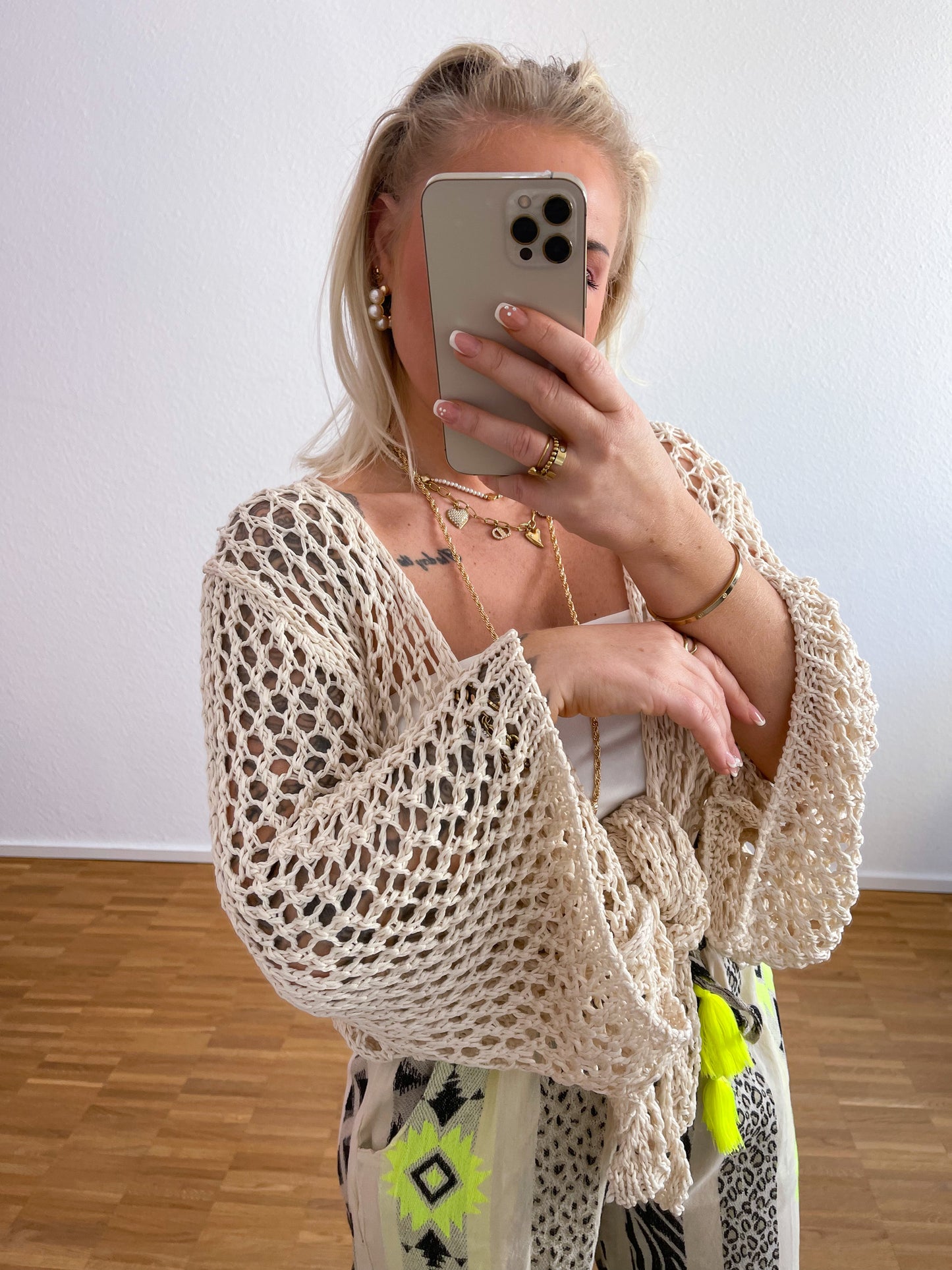 Strickjacke Boho Creme
