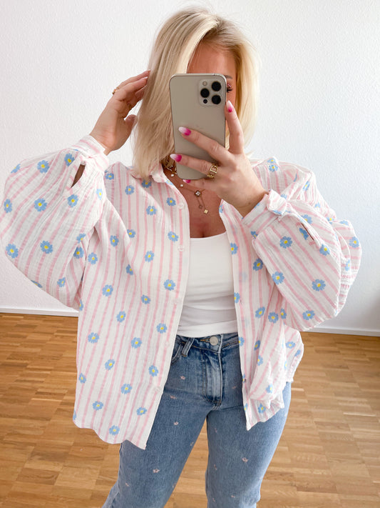 Musselin Bluse Blume