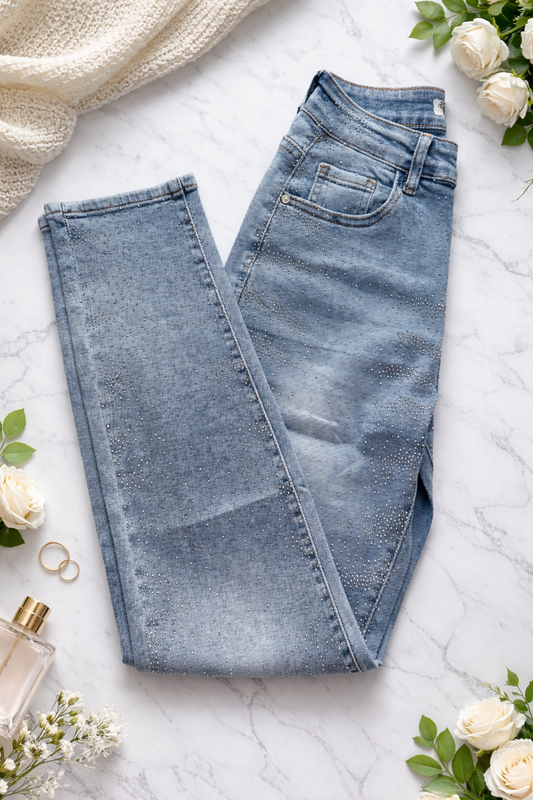 Jeanshose Mom Fit Bling Premium 2 Farben