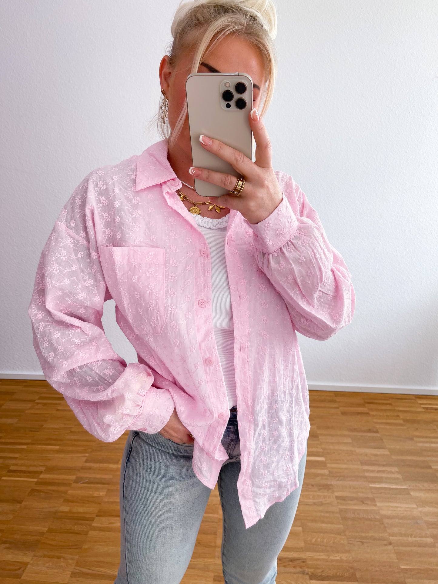 Bluse Blume rosa