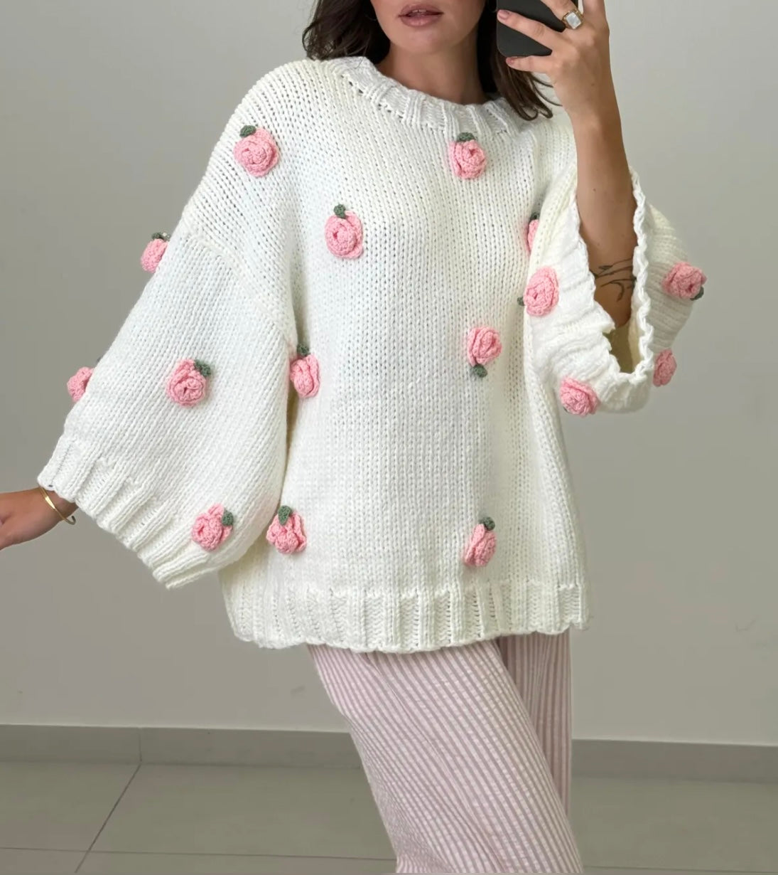 Pullover ROSE 2 Farben Handmade
