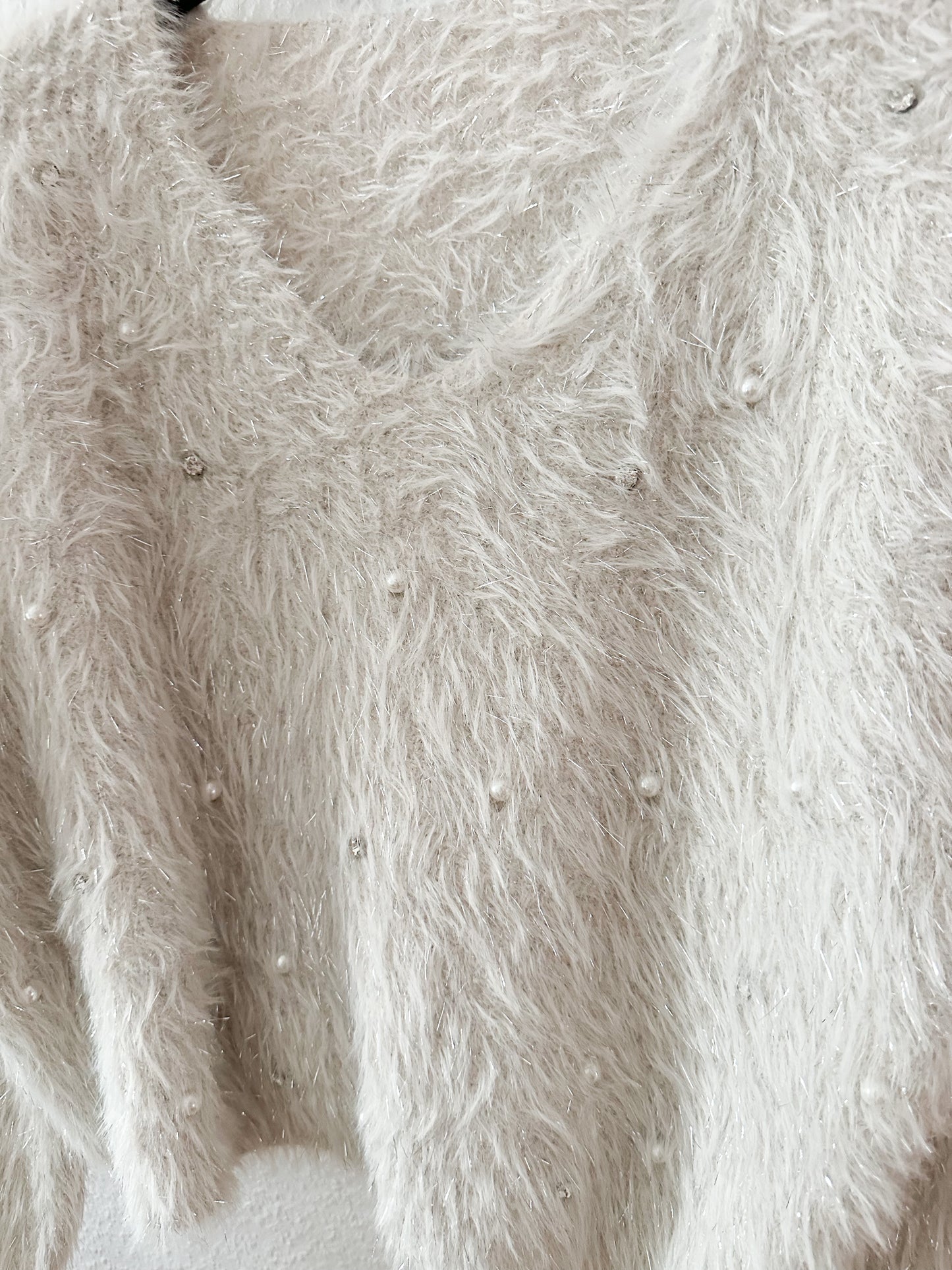 Pullover Teddy Glitzer mit Strass und Perlen in 2 Farben super kuschelig weich