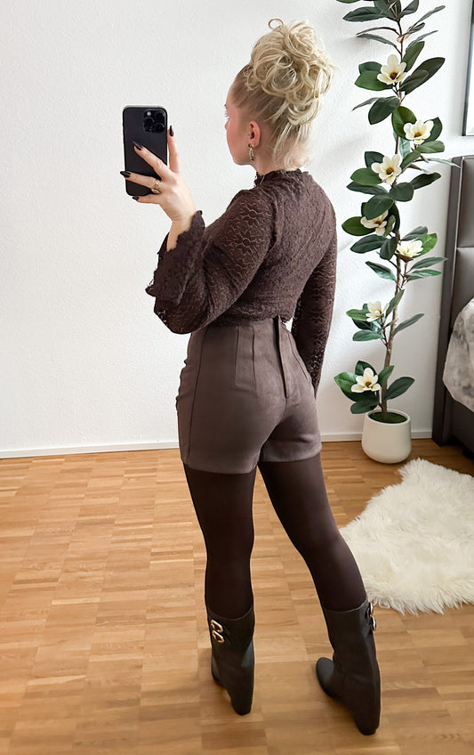 Short Wildleder in zwei Farben Stretch