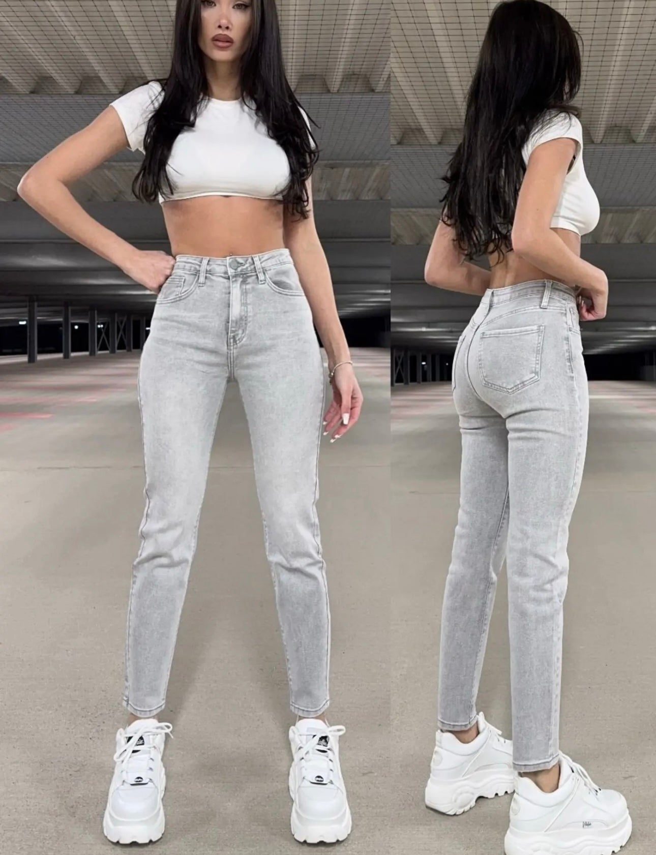 Jeanshose Skinny Grau