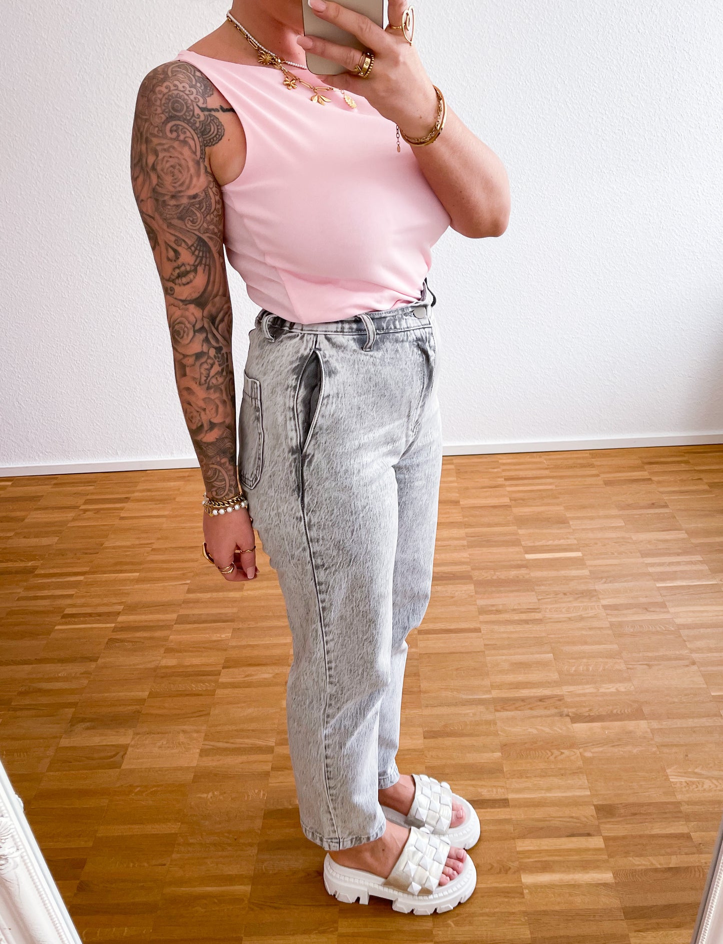 Jeanshose Daddy Fit Grau
