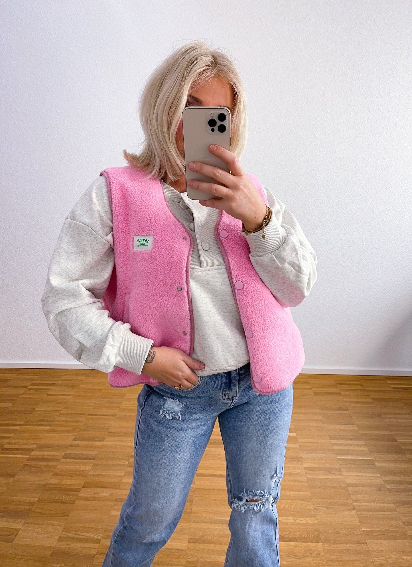 Weste-Teddy Rosa