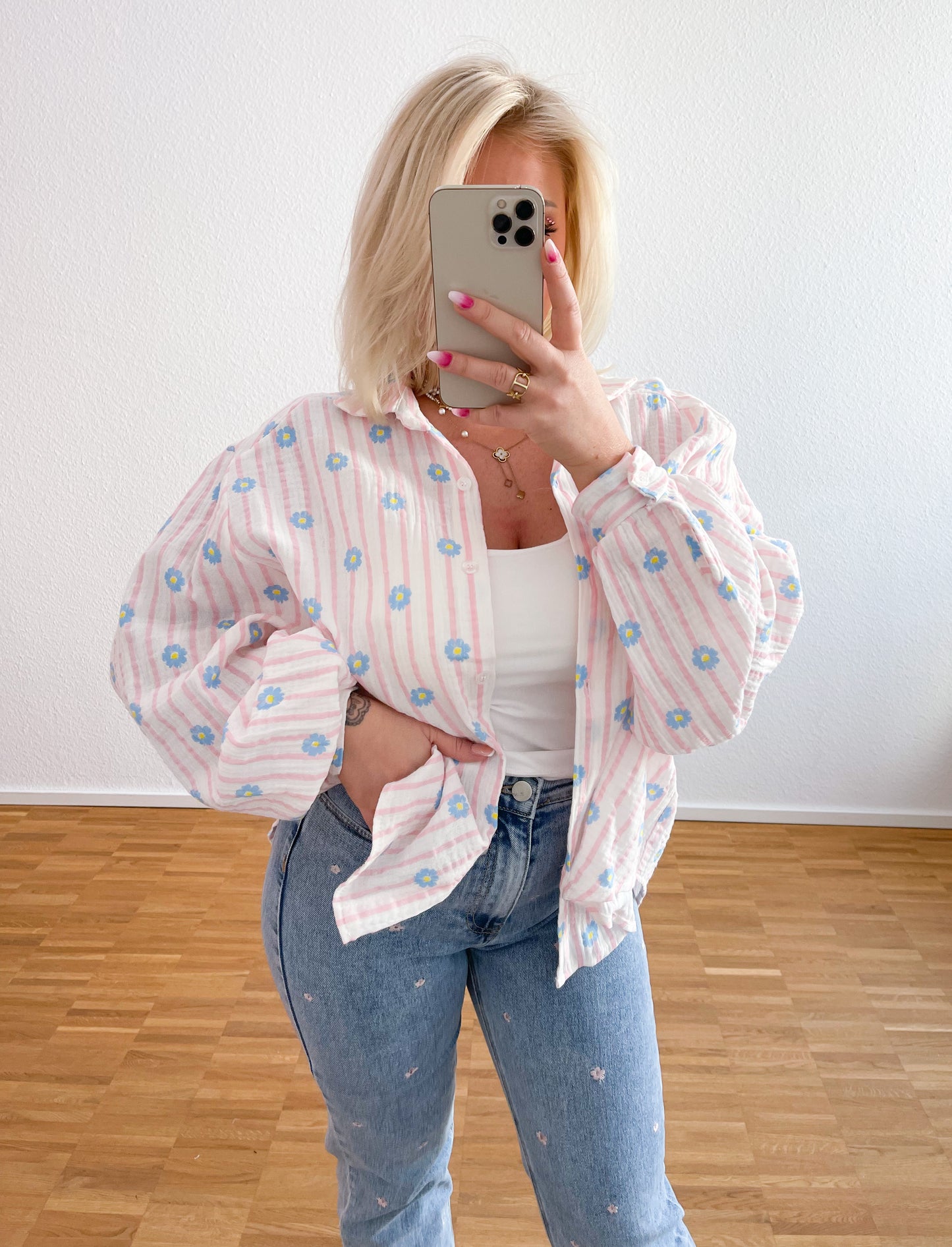 Musselin Bluse Blume