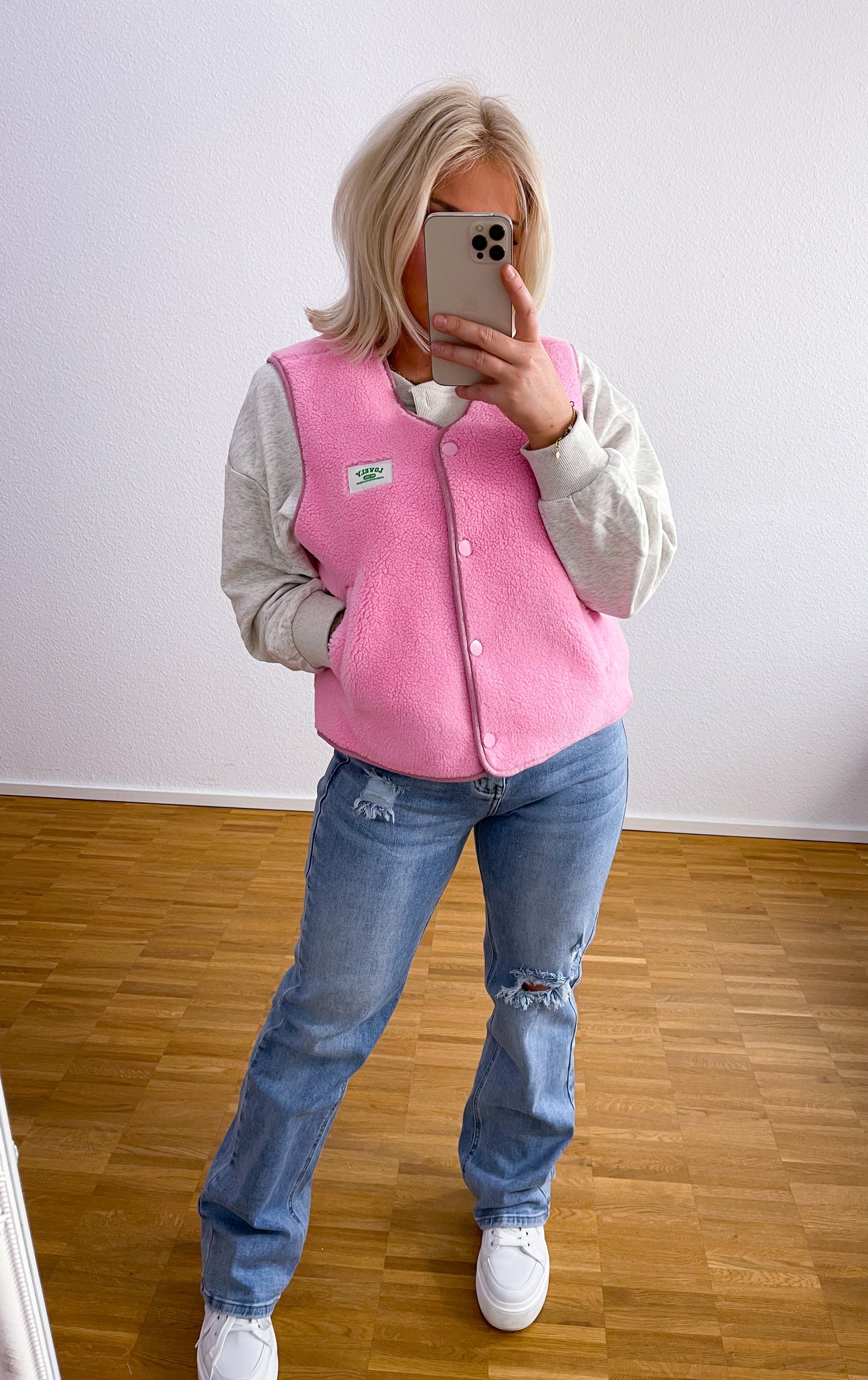 Weste-Teddy Rosa