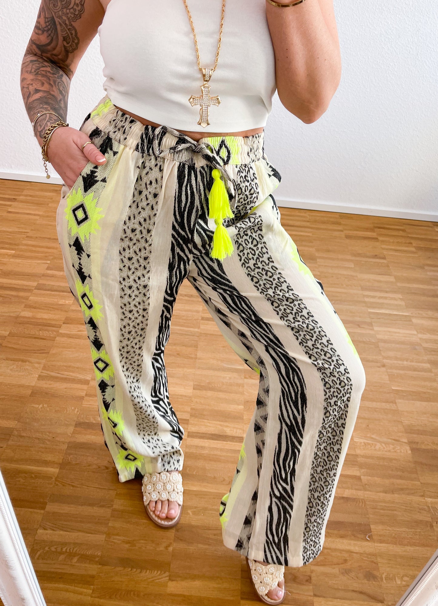 Stoffhose Boho Gelb Neon