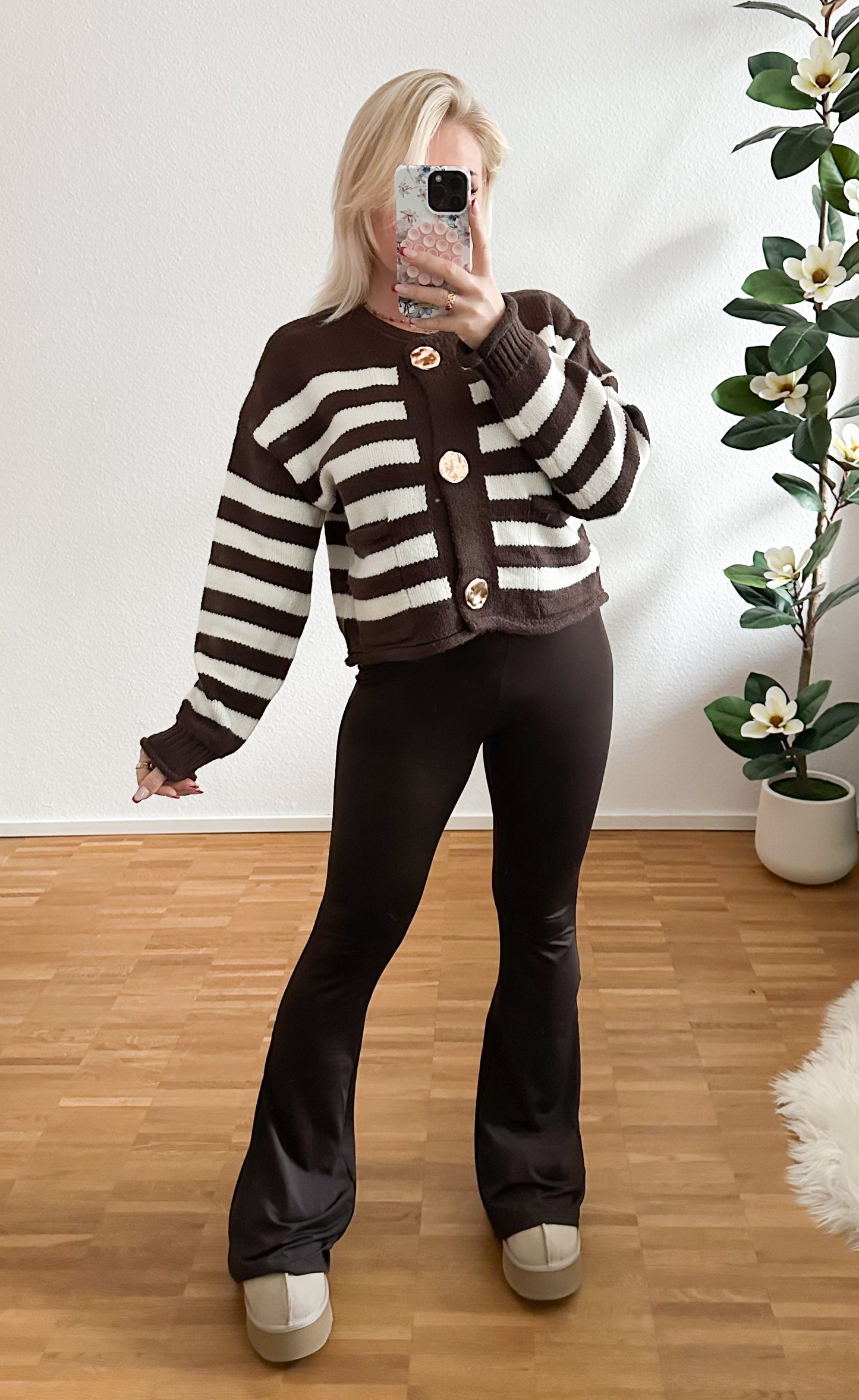 Strickjacke Gold Knopf in 2 Farben super weiche und Stretch