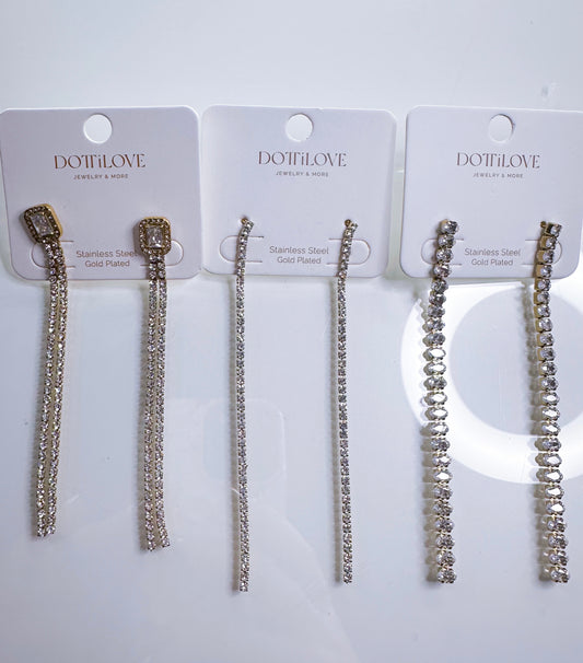 Strass-Ohrringe Lang in 3 Modell 9cm